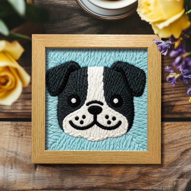 ORIGACH 2 Set Embroidery Punch Needle Kit with Frame, Puppy Dog Needle Punching Kit with Patterns, Threads, Tools & Instructions for Beginners & Adults, DIY Wall Hanging Decor - Image 5